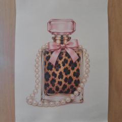 Perfume bottle print with pearls and leopard print