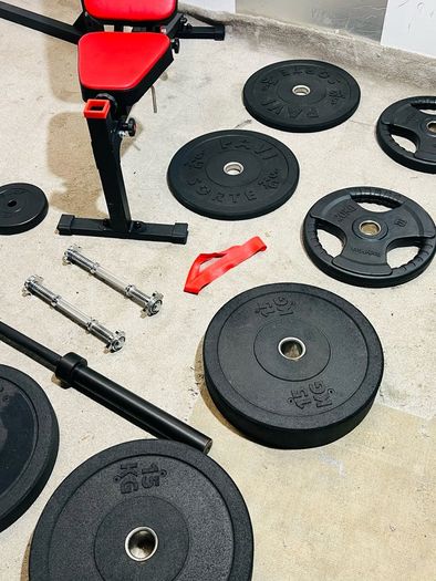 130 Kg Olympic Barbell Set Power Rack With Dip Attachments Bench Dumbbells
