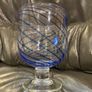 Blue Spiral Handblown Glass Pedestal Dish Image 3