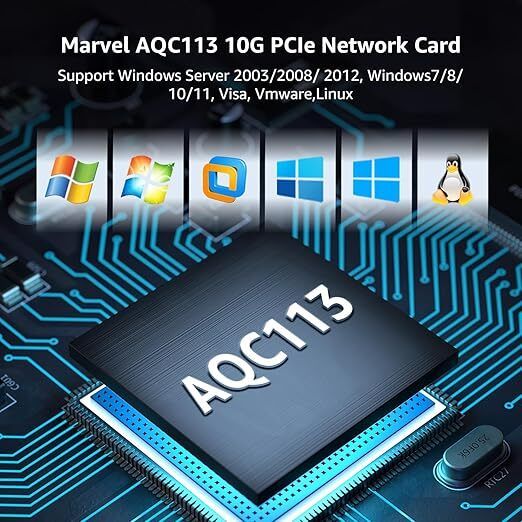 10Gb Base-T PCI-e Network Card, Marvell AQC113 Controller, NICGIGA 10Gb Ethernet Adapter Support WOL, 10Gbe RJ45 Port NIC Card, Windows10/11/Windows Server/Linux