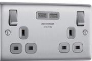 BG Electrical Brushed Steel wall outlets