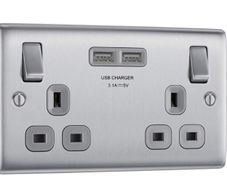 BG Electrical Brushed Steel wall outlets