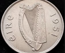 [#412] - Ireland 1951 | Irish 2s | Irish Florin | Salmon | KM.15a | High Grade