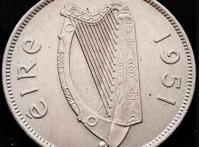 [#412] - Ireland 1951 | Irish 2s | Irish Florin | Salmon | KM.15a | High Grade