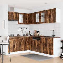 11 Piece Kitchen Cabinet Set Smoked Oak