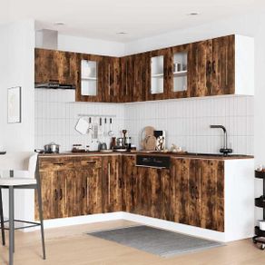 11 Piece Kitchen Cabinet Set Smoked Oak
