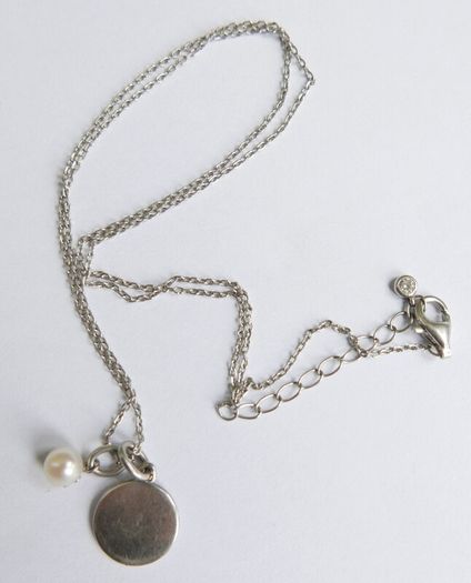 Vintage 925 Sterling Silver Pendant Pearl Necklaces length 18" - 3g