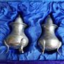 Vintage Salt & Pepper Shaker Pair silver plated Tray And Velvet Box Image 4