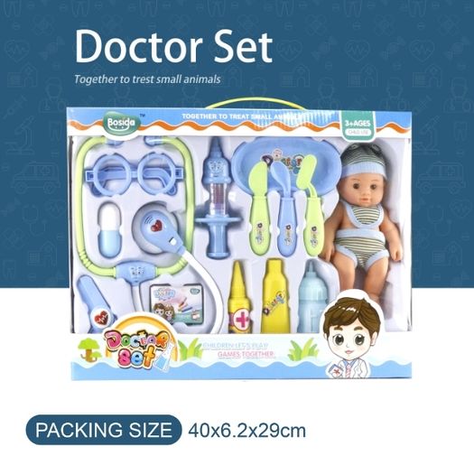 Pretend Play Doctor Set With Doll Toys