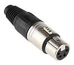 Neutrik Cable XLR Connector, Straight, 50V, 4 Way, Silver over Nickel Plating