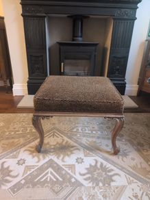 Victorian Walnut & Leopard Print Footstool