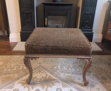 Victorian Walnut & Leopard Print Footstool