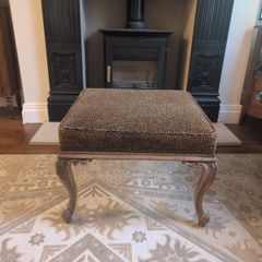 Victorian Walnut & Leopard Print Footstool