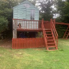 tree house, swing, slide, monkey bars,