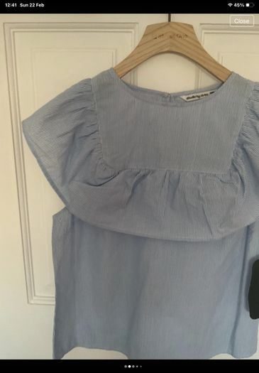 top bnwt size 12 blue frilled summer top