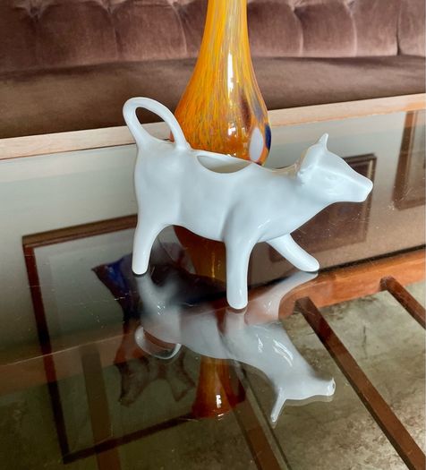 Whiteware Cow Milk Jug or Cream Pourer Newbridge Silverware