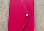 Pink travel holder - from recycled leather