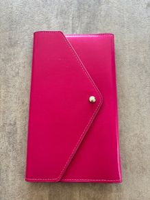 Pink travel holder - from recycled leather