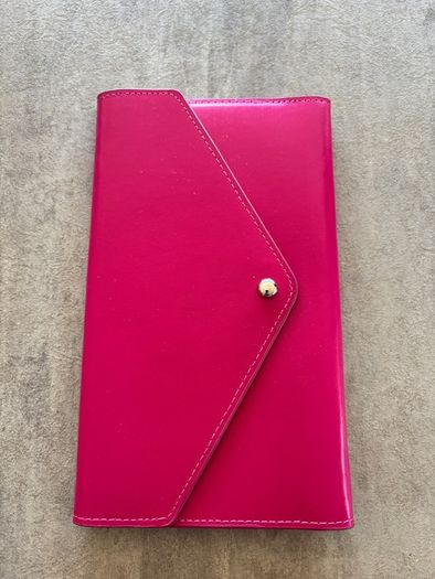Pink travel holder - from recycled leather