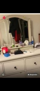 White Vanity Mirror with Drawer Bass