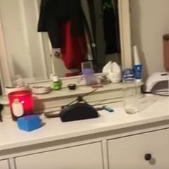 White Vanity Mirror with Drawer Bass