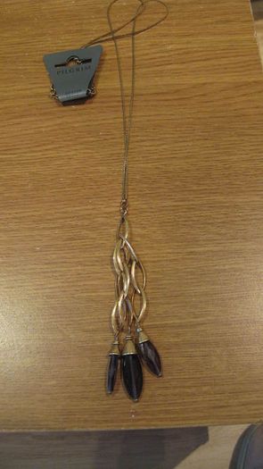 Gift set:Pilgrim Gold plated necklace and earring set with plum/lilac precious stone design pendants
