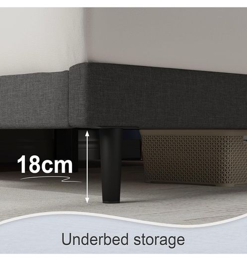 Double Bed Frame, Dark Grey, Upholstered