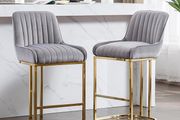 Luxury Velvet Bar Chairs (Set of 2)  Cushioned Breakfast Stools with Back Support