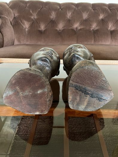 Pair of Vintage Mid Century African Art Hardwood Bust Carvings