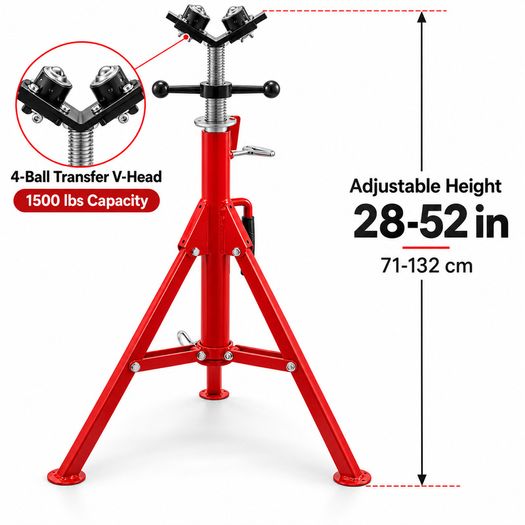 Pipe Stand with 4 Ball Transfer V Head 1500 lbs