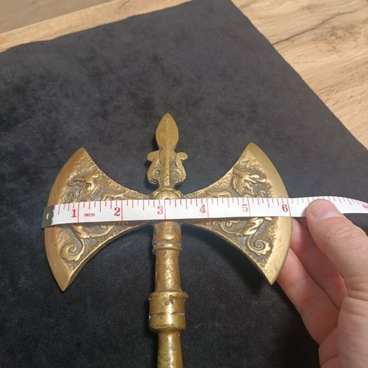 Vintage Solid Brass Heavy Decorative Medieval Viking Style Double Headed Axe