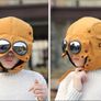 Children hat + face mask + goggles / glasses 3in1 - age up to 9 years old - kids beanie - Winter ski Image 2