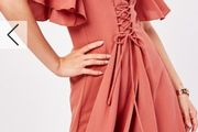 Lace Up Flared Sleeve Dress