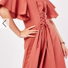 Lace Up Flared Sleeve Dress