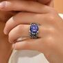 Punk style purple dragon eye silver ring Image 10