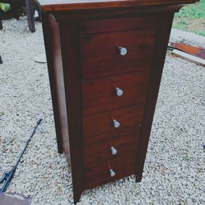 5 drawer tall dark brown dresser