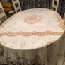 Stunning Hand crochet lace linen tablecloth. Image 6