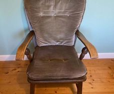 Elegant Vintage Upholstered Wooden Armchair