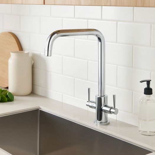 Walton Chrome Mono Kitchen Sink Mixer Tap | Square U-Spout