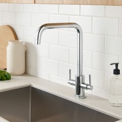 Walton Chrome Mono Kitchen Sink Mixer Tap | Square U-Spout