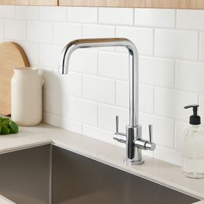 Walton Chrome Mono Kitchen Sink Mixer Tap | Square U-Spout