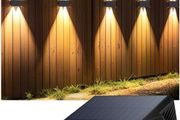 Solar Fence Lights Outdoor Garden, Warm White, Up &amp; Down Solar Wall Lights Outdoor, Waterproof, 120 Lumens Bright Dusk to Dawn for Yard/Pool/Porch - 2 Pack