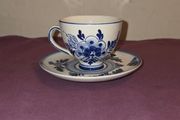 Hand Painted Blue Delft Cup and Saucer