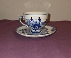 Hand Painted Blue Delft Cup and Saucer