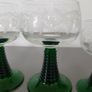 Vintage Glasses Luminarc France Etched Cordial Green Ribbed Stem Image 6