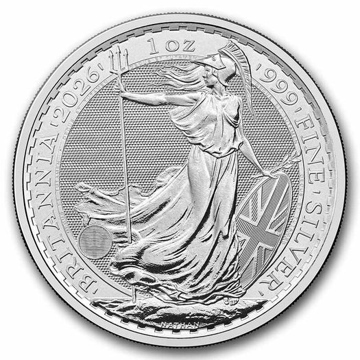 2026 UK 2 Pounds Britannia 1oz Silver Bullion Coin BU (In Capsule)
