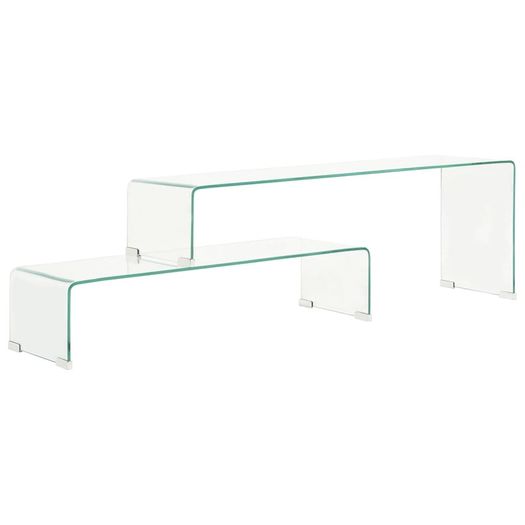 2 Piece Coffee Table Set 90x30x20/110x30x40 cm Tempered Glass