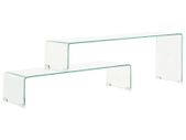 2 Piece Coffee Table Set 90x30x20/110x30x40 cm Tempered Glass