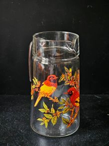 Vintage French  Luminarc Birds Pitcher