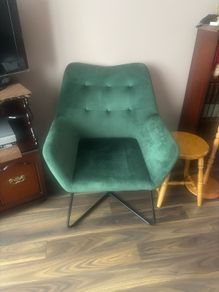 Turio Forest green Velvet effect Chair